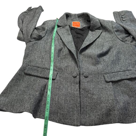 MODCLOTH Herringbone Wool Blend Double Button Blazer Size 1X Black White Womens - Picture 10 of 11